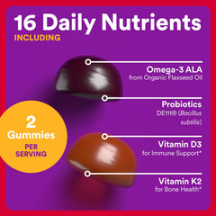 SmartyPants mixed-berry gummies closeup with kid-friendly taste