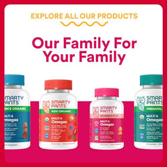 Serving size graphic shows four gummies per day.