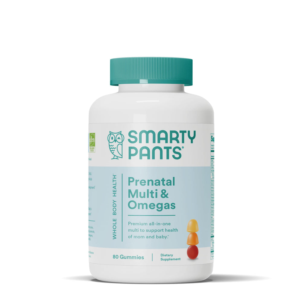 SmartyPants Prenatal vitamins bottle front offers easy daily prenatal nutrition