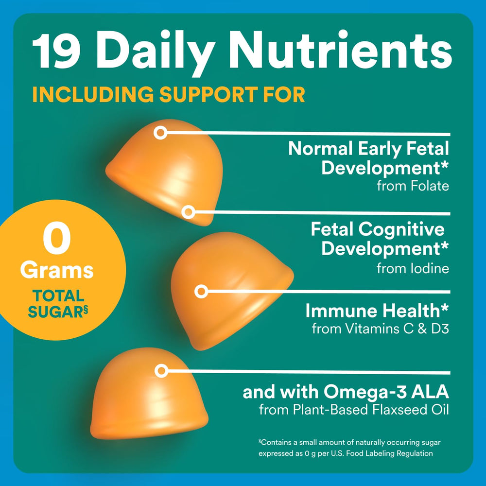 Vitamin D3 and K1 in SmartyPants Prenatal Zero Sugar for bone balance potential.
