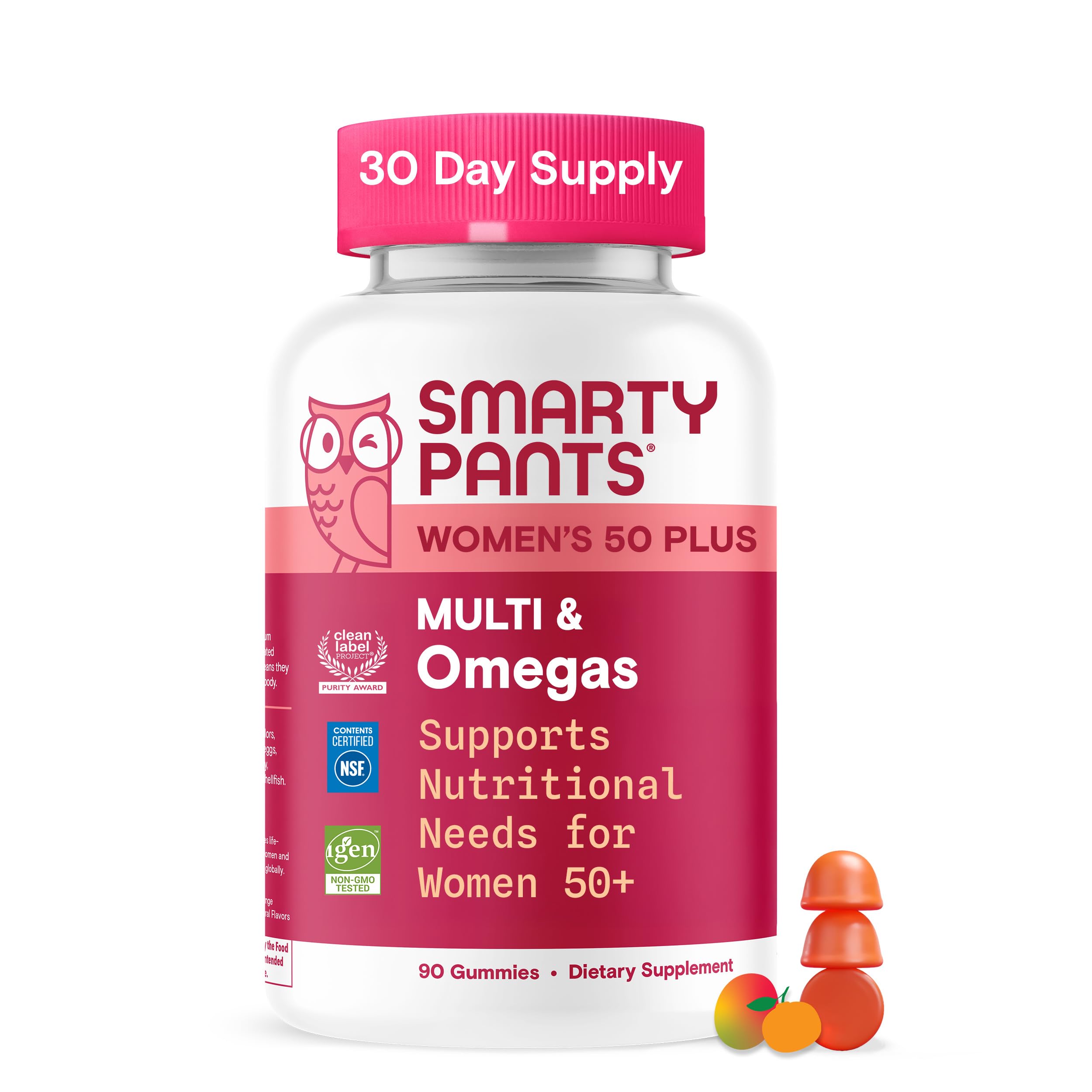 SmartyPants Women 50+ multivitamin gummy bottle for daily nutrition
