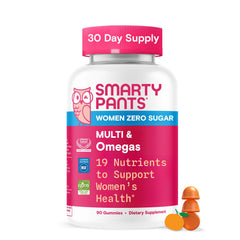 SmartyPants Zero Sugar Women’s Multi & Omegas bottle pour for simple daily serving