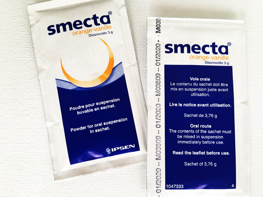 Smecta IPSEN Original powder being mixed with water to form suspension