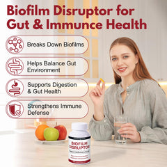 Capsules in packshot signaling vegan digestion support from Smelling Salts Biofilm Disruptor.