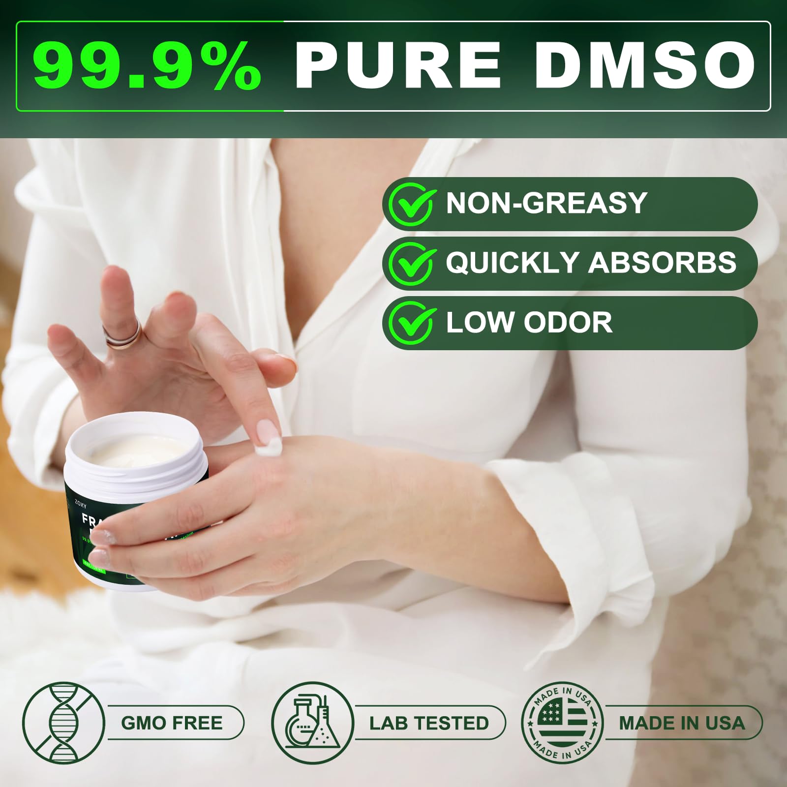 Smelling salts DMSO cream after-workout application scene, lightweight feel
