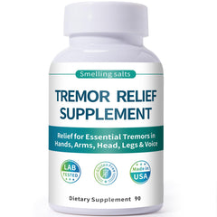 Smelling salts essential tremor relief bottle aids steadier daily movements.