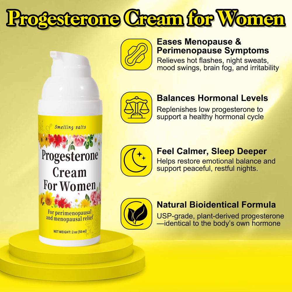 Smelling Salts progesterone cream applied to skin for gentle absorption.