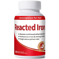Smelling salts Reacted Iron bottle front promotes high-absorption iron for daily energy support.