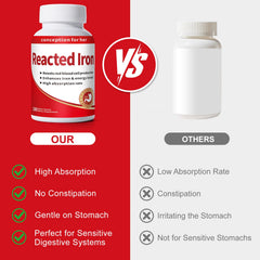 Smelling salts Reacted Iron packaging scene emphasizes pure, allergen-free iron supplementation.