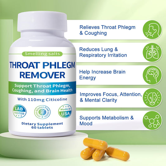 Smelling salts Throat Phlegm Remover capsules neatly arranged, potential relief for coughing.