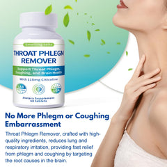 Smelling salts Throat Phlegm Remover packaging close-up, vegan-friendly formula highlighted.