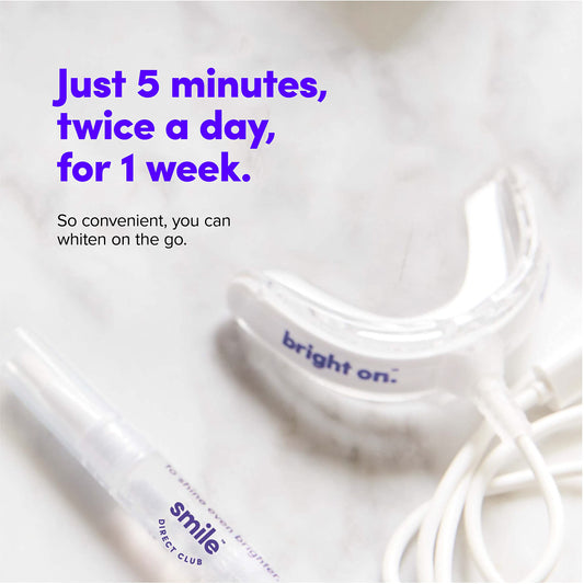 Close-up of SmileDirectClub LED light device in whitening kit.