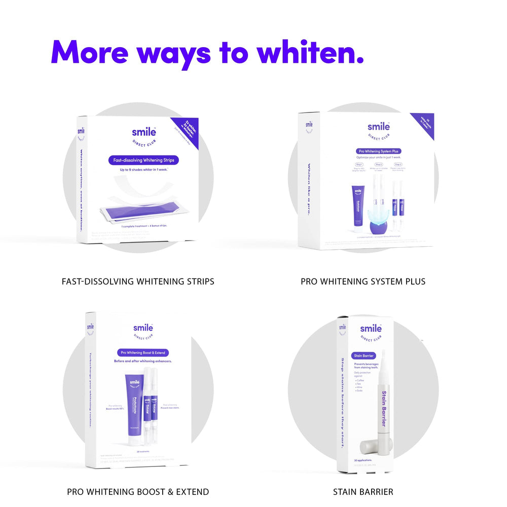 SmileDirectClub whitening kit packaging showcases gentle at-home whitening