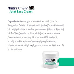 Smith Amish JointEase cream being applied to knees and back for targeted soothing use.