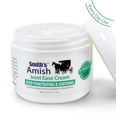 Smith Amish JointEase cream arnica-tea-tree blend highlighted for natural botanical care.