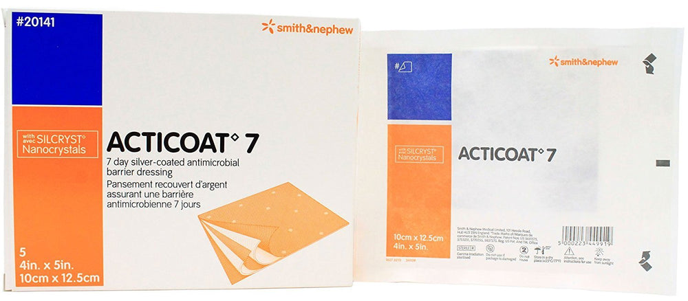 Smith and Nephew Acticoat 7 antimicrobial dressing 4x5 box of 5 for wound care