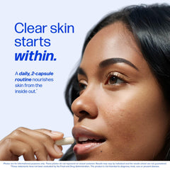 SMNutrition Clear Skin capsules close-up highlighting hormone and complexion support.