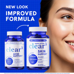 SMNutrition Clear Skin capsules close-up showing compact pills.
