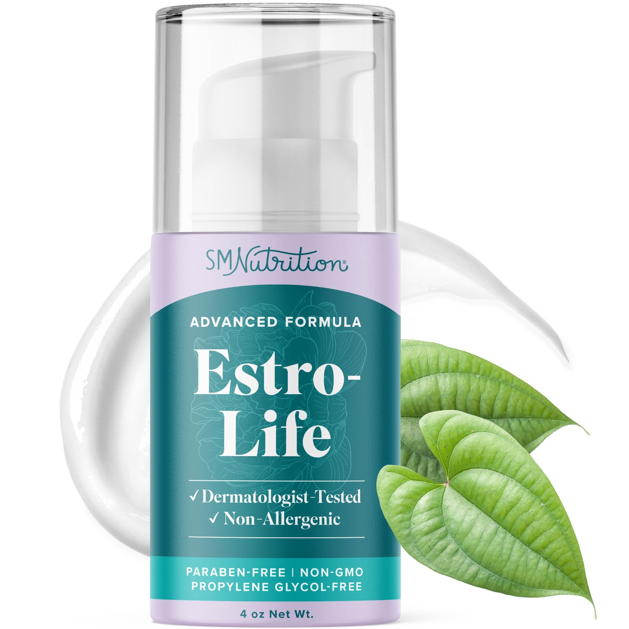 SMNutrition Estro-Life cream bottle front view for daily skin balance.