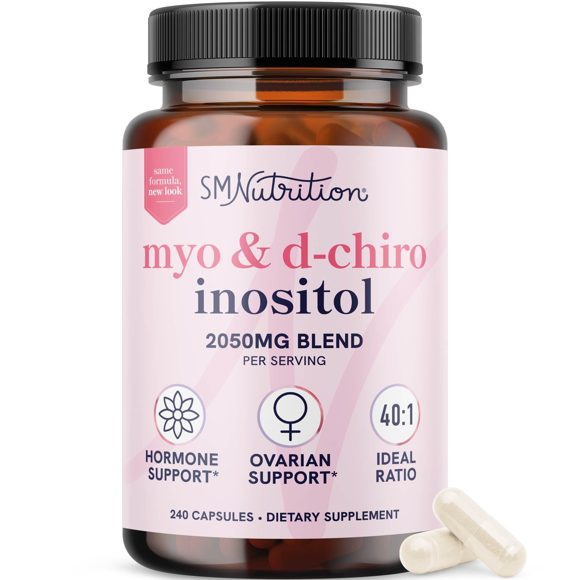 SMNutrition Myo-D-Chiro Inositol bottle pour supports balanced hormones for daily wellness