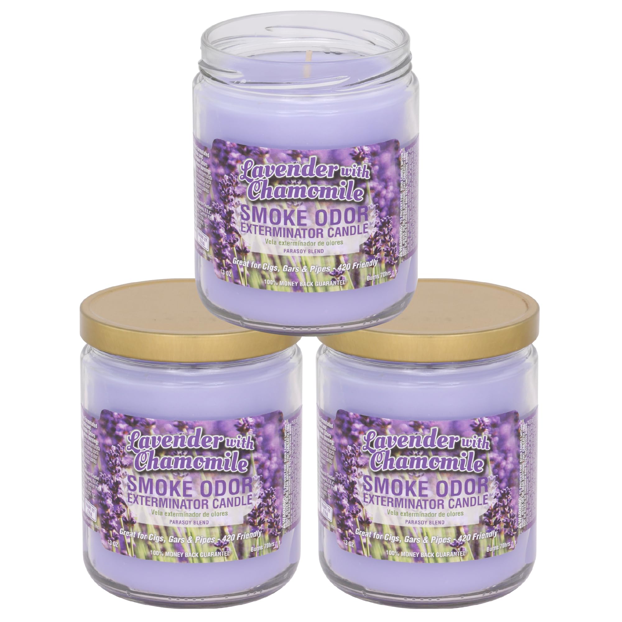 Smoke Odor Exterminator Lavender Chamomile jar candle for long-lasting scent and odor control