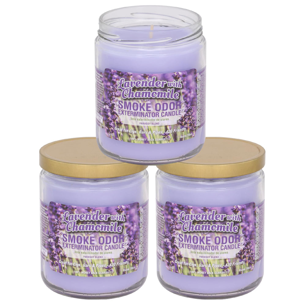 Smoke Odor Exterminator Lavender Chamomile jar candle for long-lasting scent and odor control