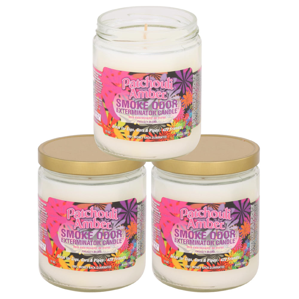 Smoke Odor Exterminator Patchouli Amber jar candle—warm, inviting aroma for homes and spaces