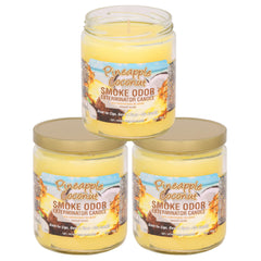 Smoke Odor Exterminator Pineapple Coconut jar candle boosts room freshness and odor control