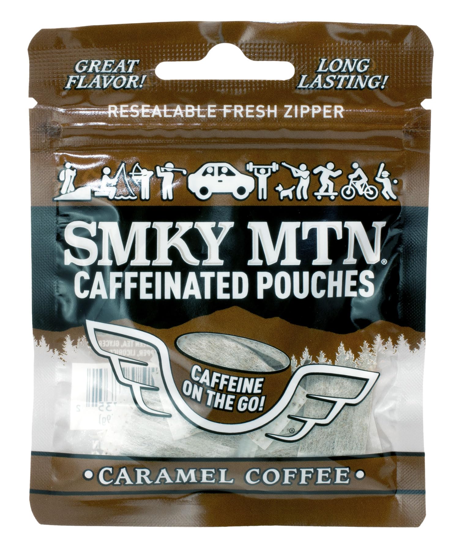 Smokey Mountain Caramel Coffee caffeinated pouch on-the-go energy boost