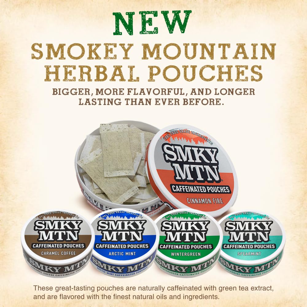 Smokey Mountain Caramel Coffee caffeinated pouch combining sweetness and focus.