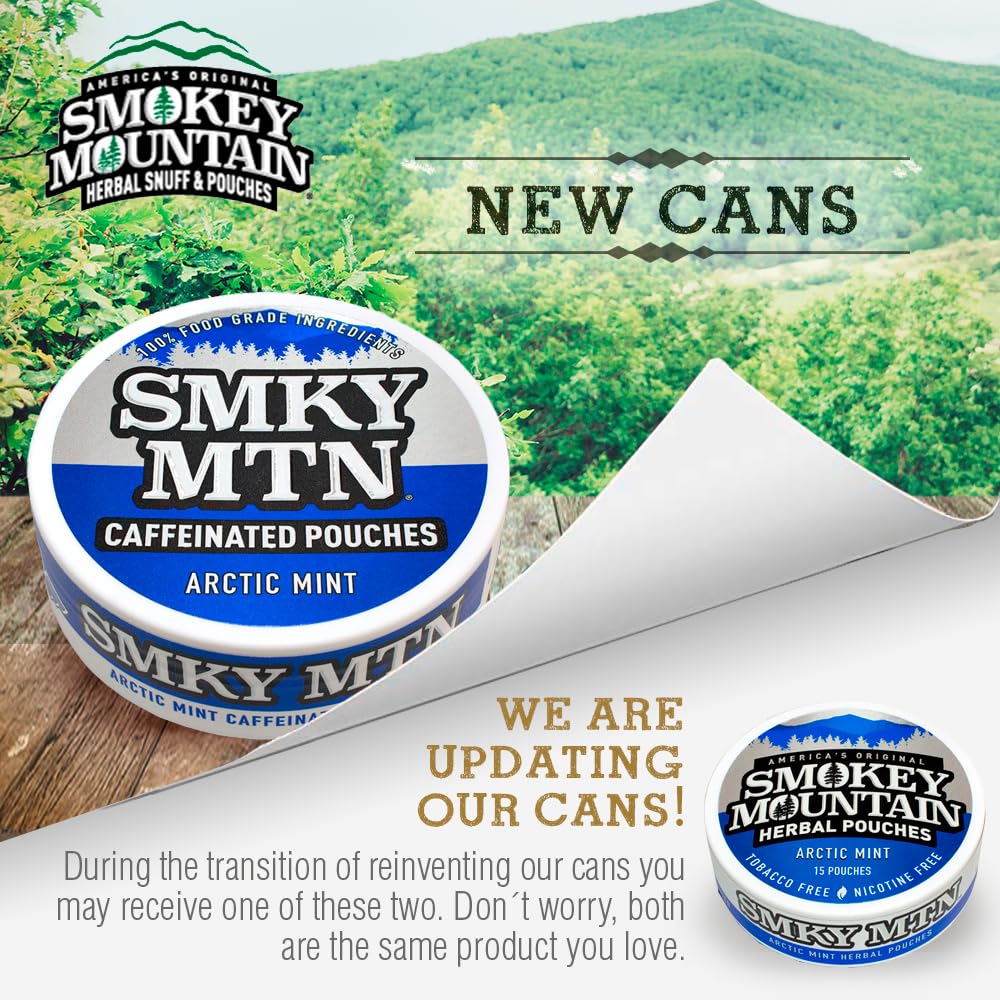 Smokey Mountain Wintergreen caffeinated pouch for on-the-go flavor and energy.