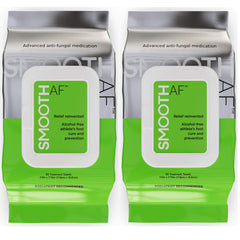 SMOOTH AF athletes-foot wipes packaging for on-the-go relief and convenience.