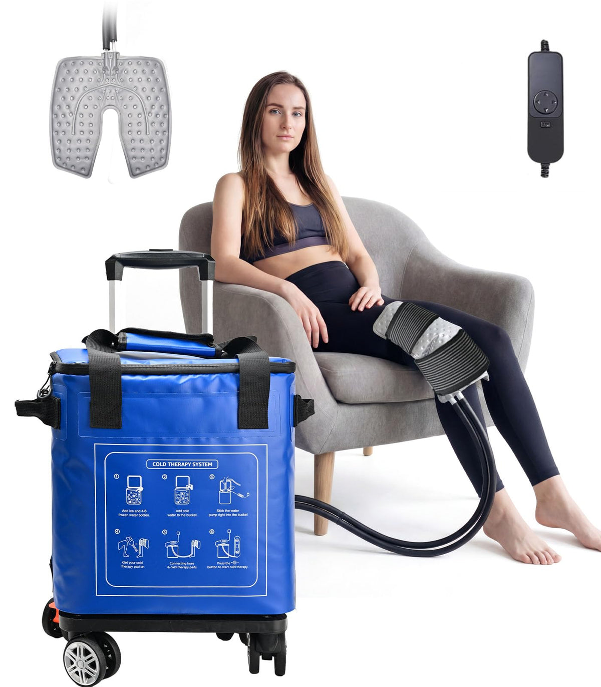 Smusrks Ice Machine 19qt used for knee therapy, cooling the post‑op area