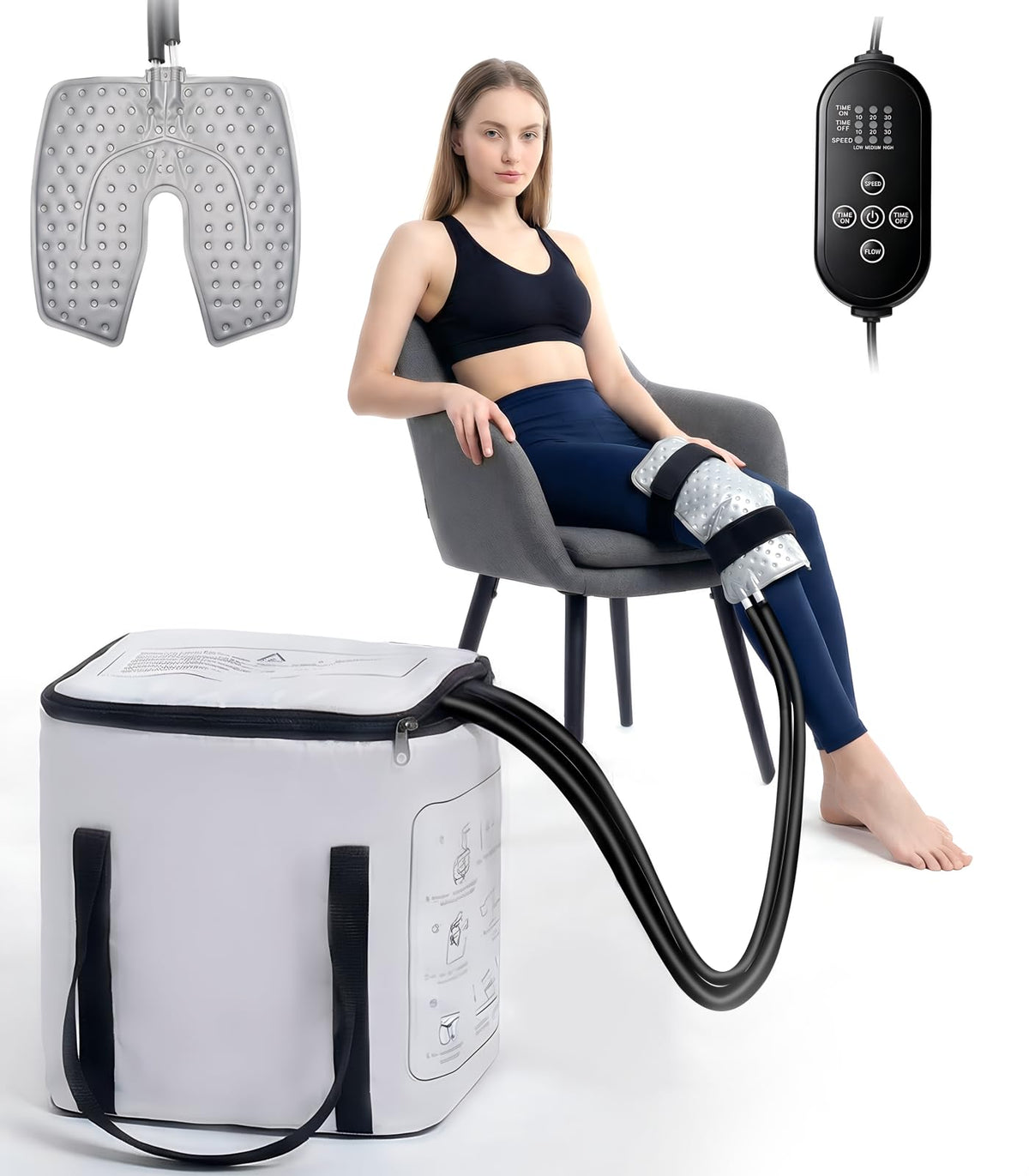 Smusrks Ice Machine knee pad setup for targeted relief during knee recovery