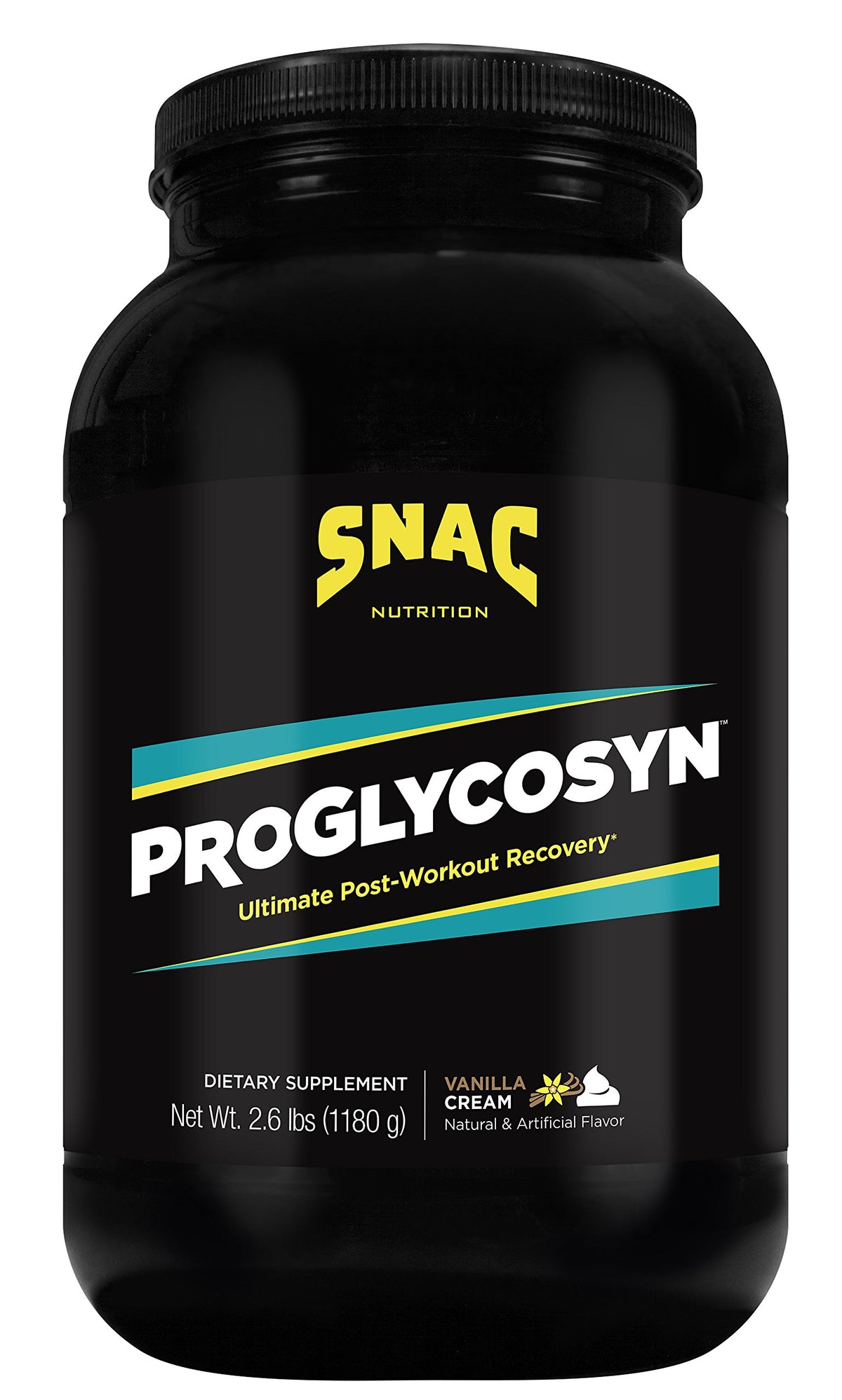 SNAC System Proglycosyn Vanilla Cream canister for post-workout recovery and glycogen support.