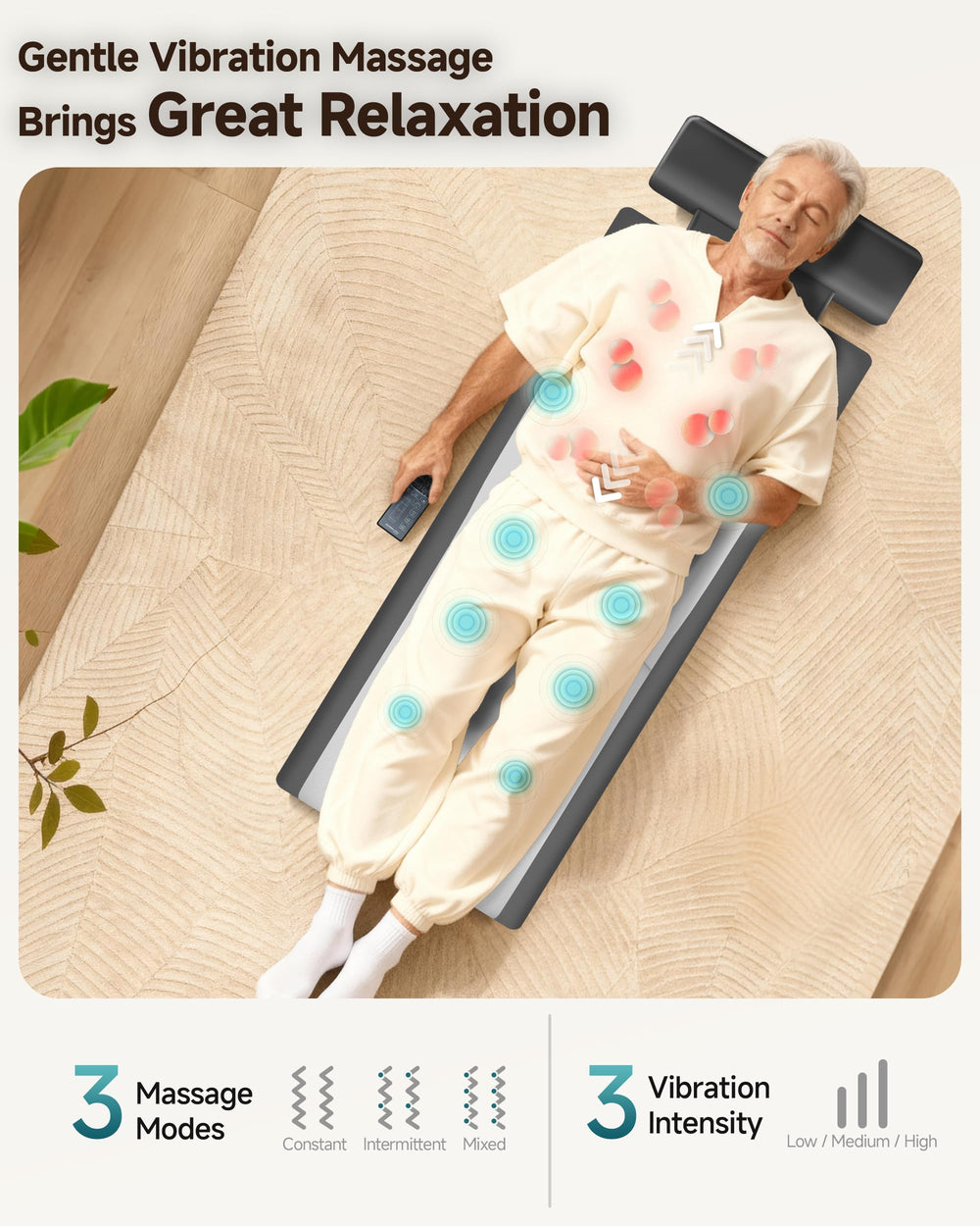 Auto-timer options (15-30 minutes) on Snailax massage mat