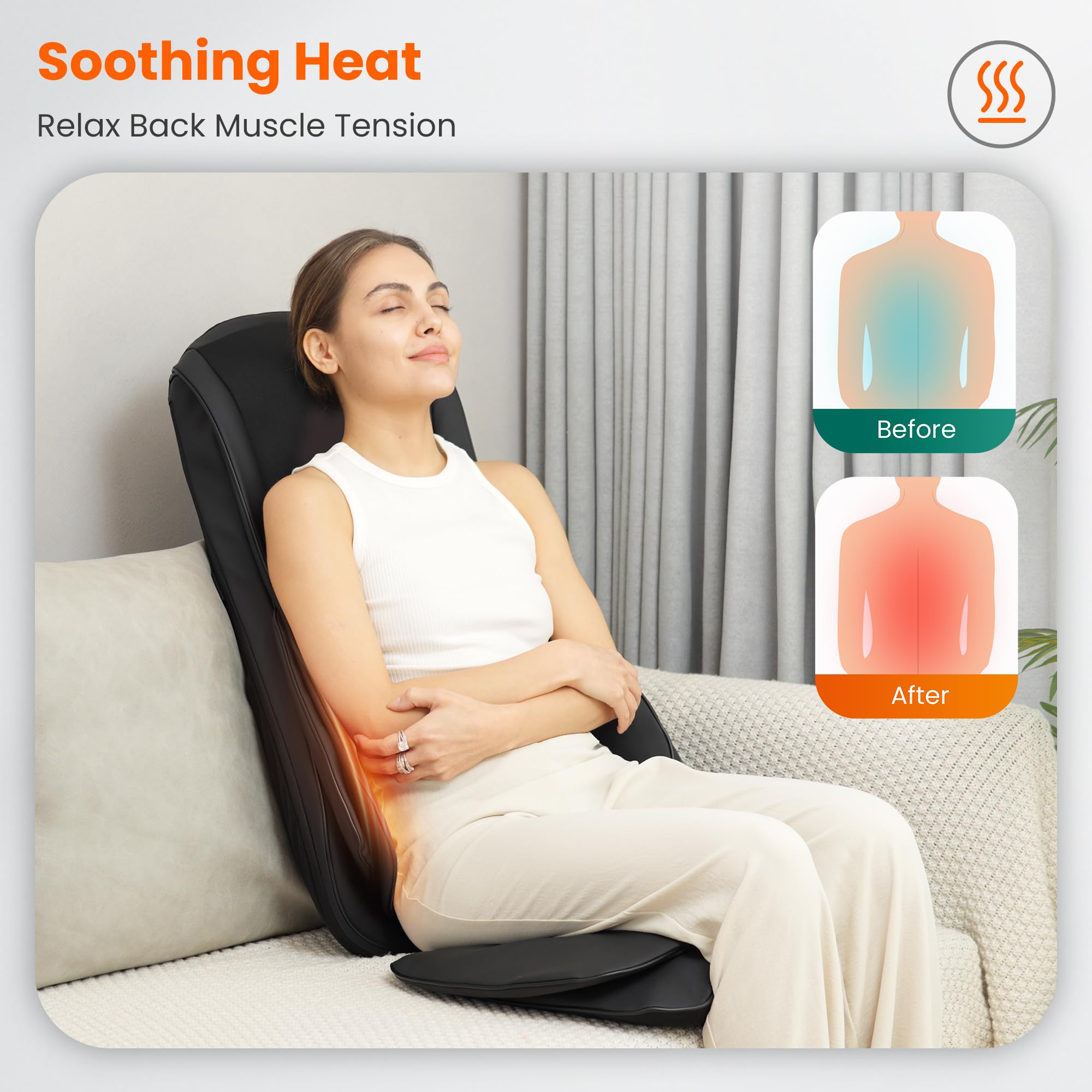 Back and seat compression with heat from Snailax massager