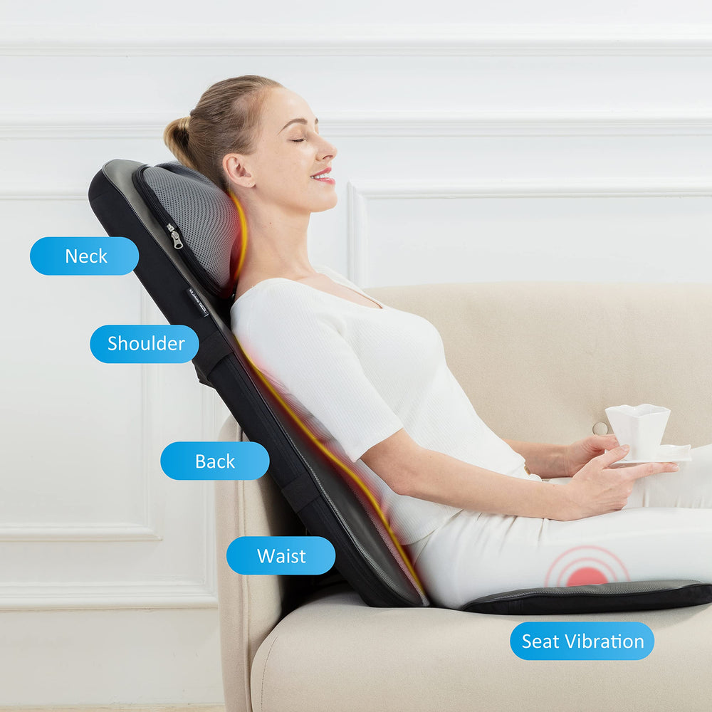 Full-body massage cushion suitable for sofa, chair, or recliner setups.