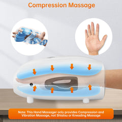 Snailax hand massager showing vibration feature relaxing tired hands.