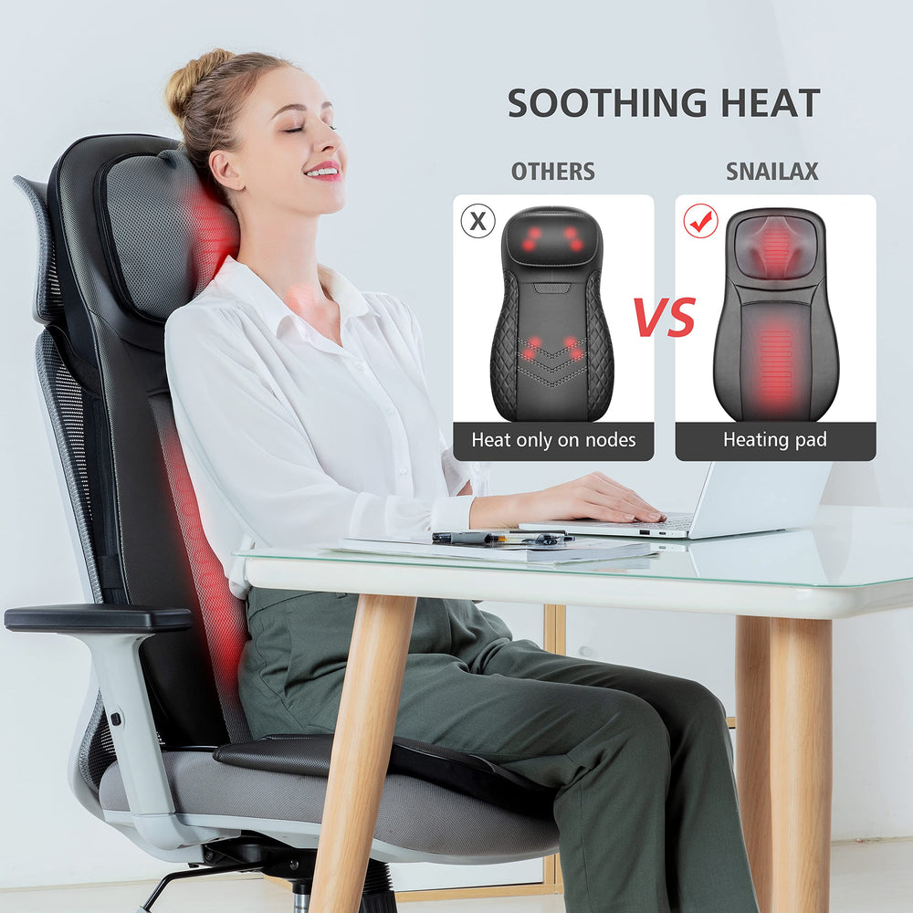 Heating back pad provides warm comfort during Shiatsu massage.