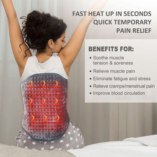 Snailax heating pad with adjustable strap securing the wrap in place.