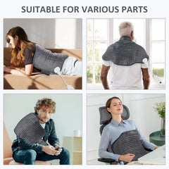 Snailax heating pad in versatile use across back, neck, and legs.