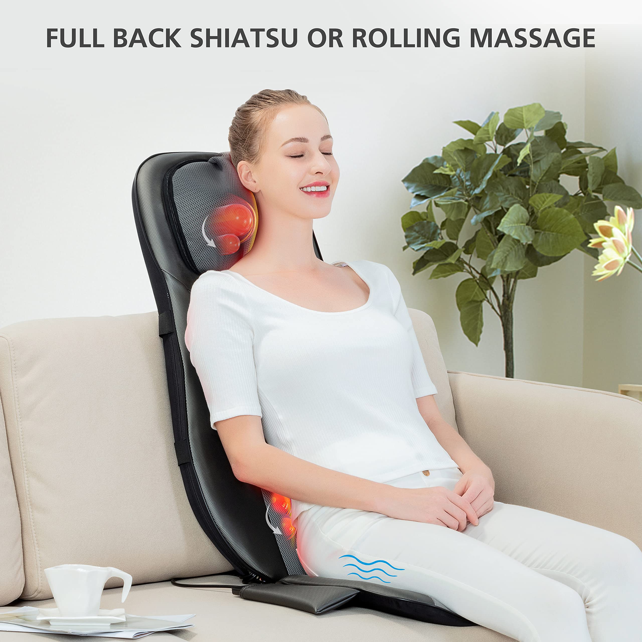 Integrated straps secure the cushion to chairs for stable use.