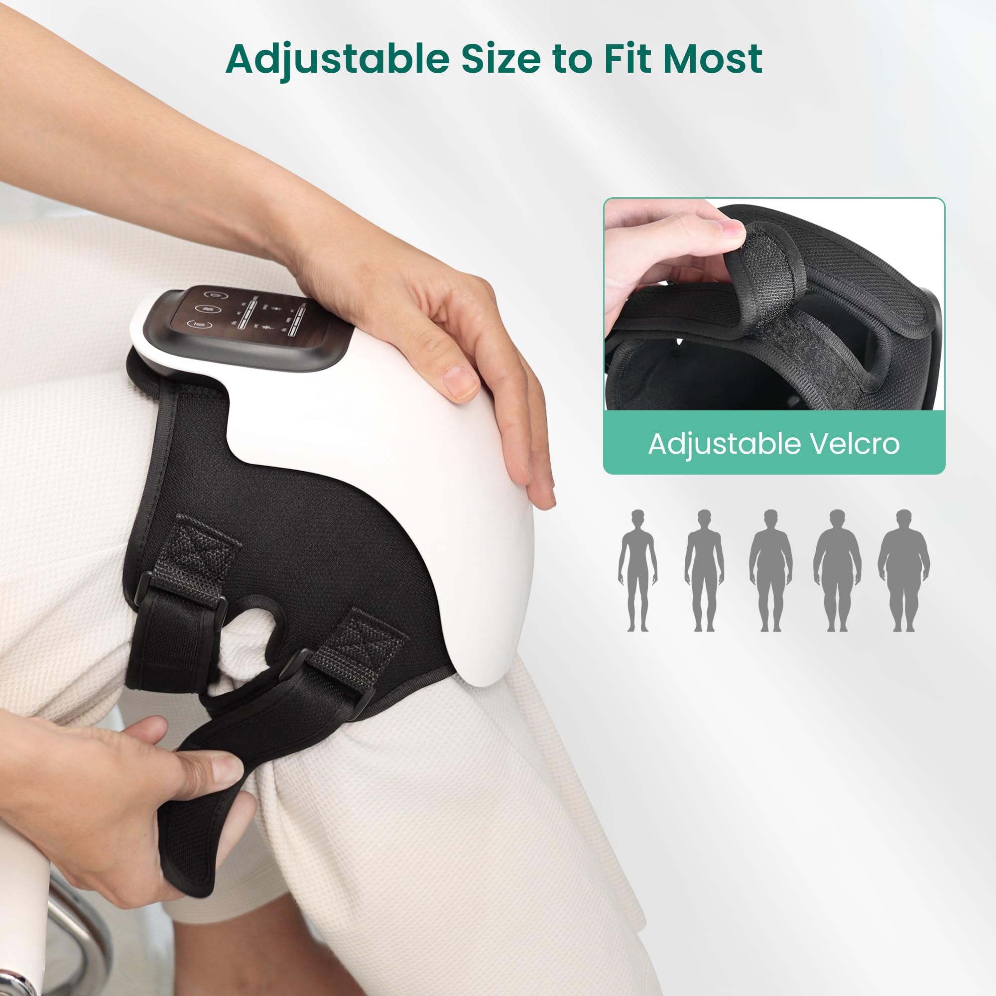 Snailax knee massager wrapped around knee for secure, comfortable fit