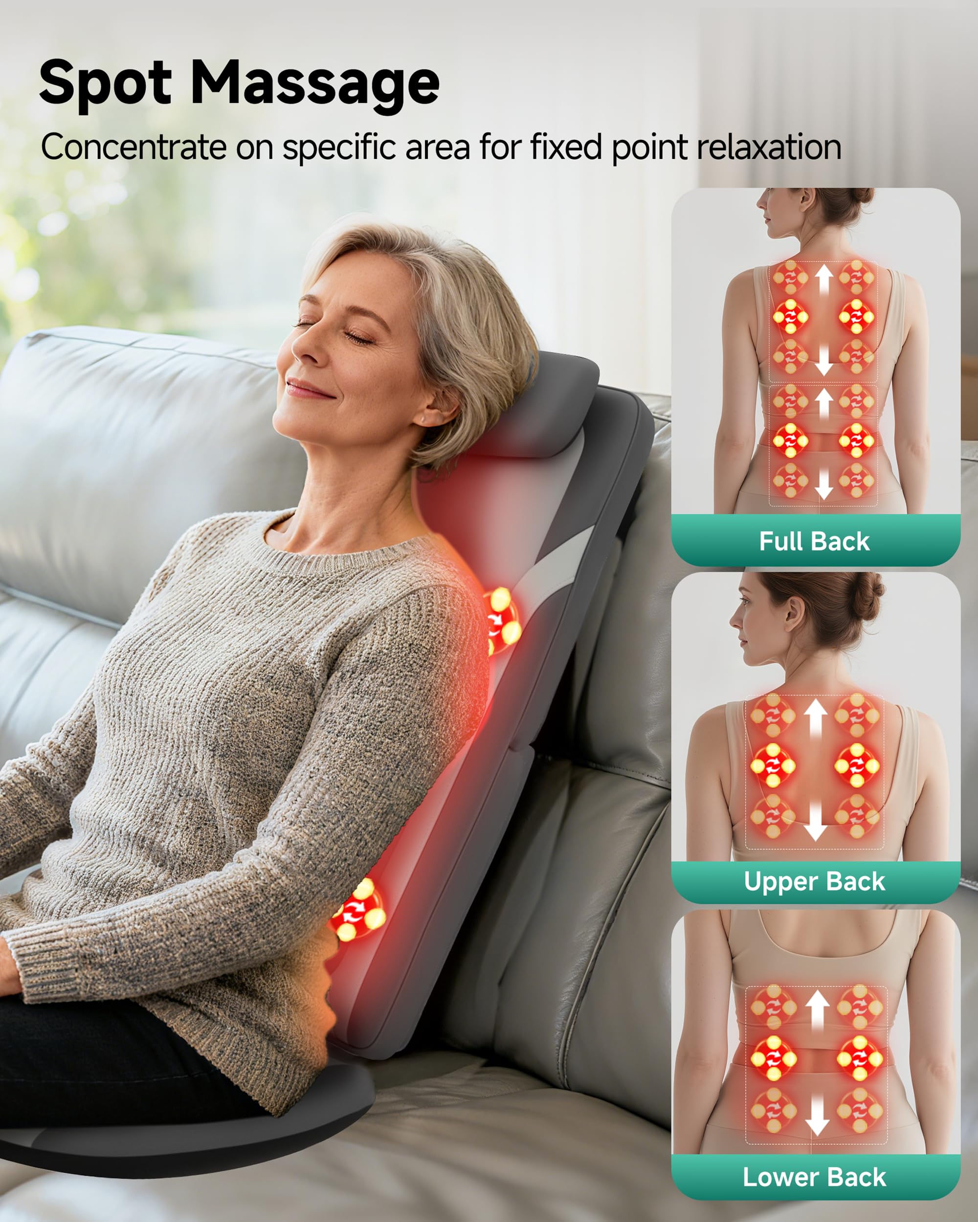 Snailax long-track coverage ensures full back massage from neck to waist