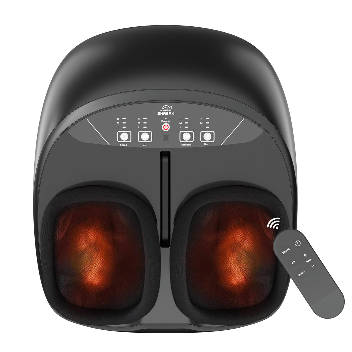 Snailax shiatsu foot massager front view, compact design and controls