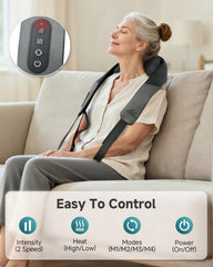 Dual-mode design for handheld or back-mounted massage.