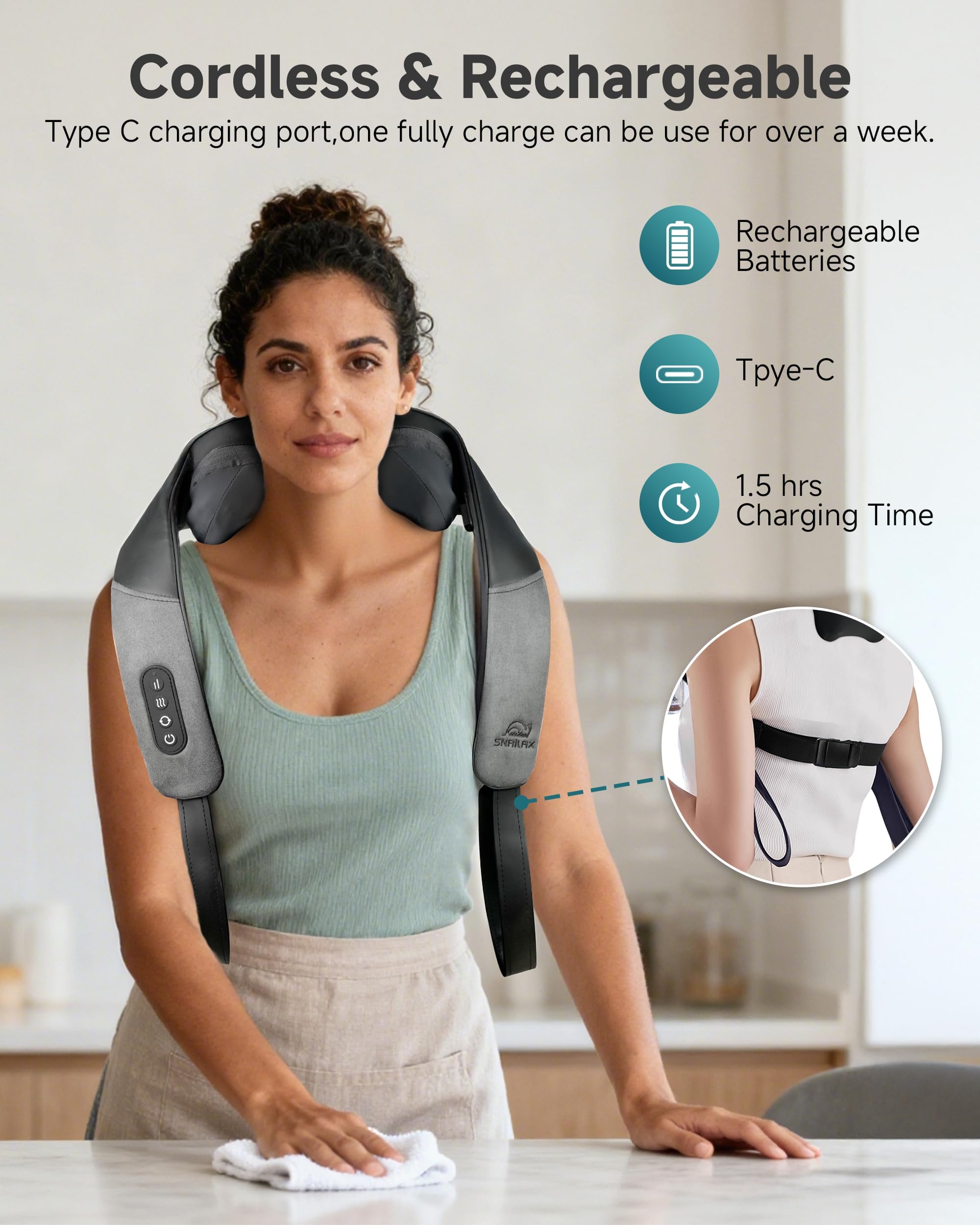 Multiple modes and intensities tailor to sore neck and shoulders.