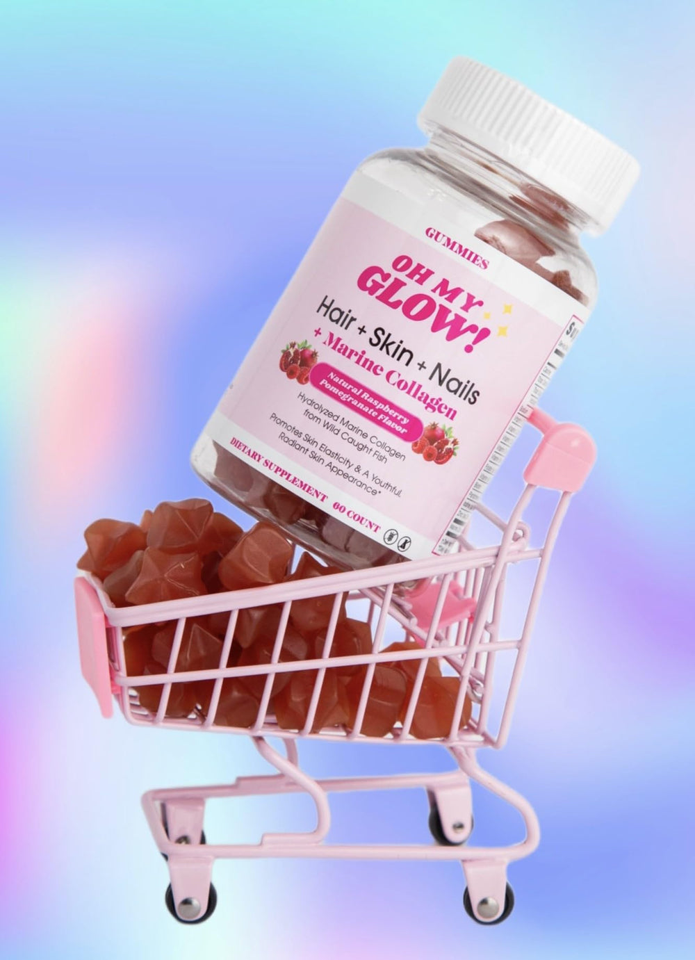 Snana Oh My Glow in a morning routine shot with a fruity chew.