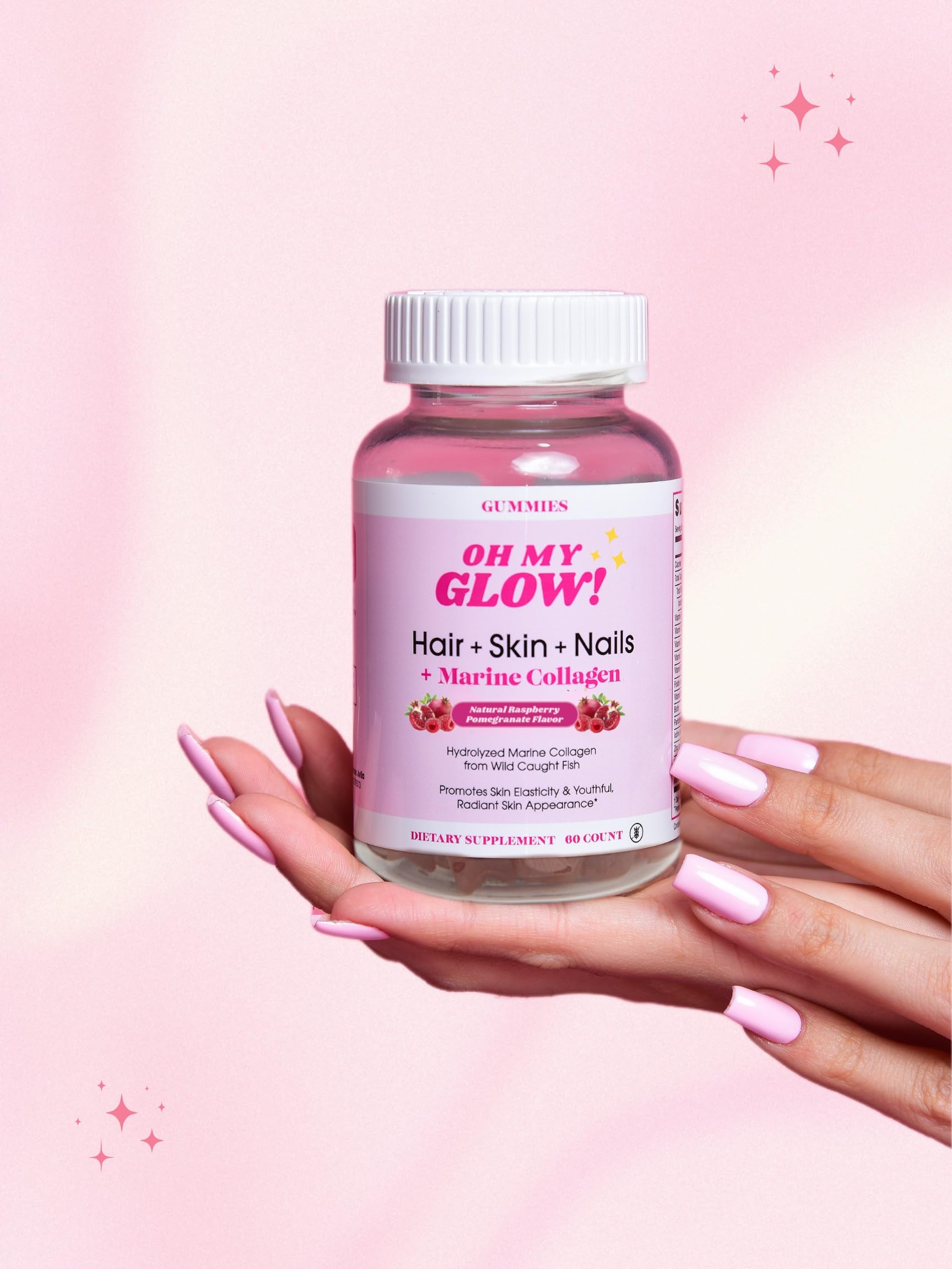 Snana Oh My Glow nutrition facts image, gluten-free and non-GMO ingredients.